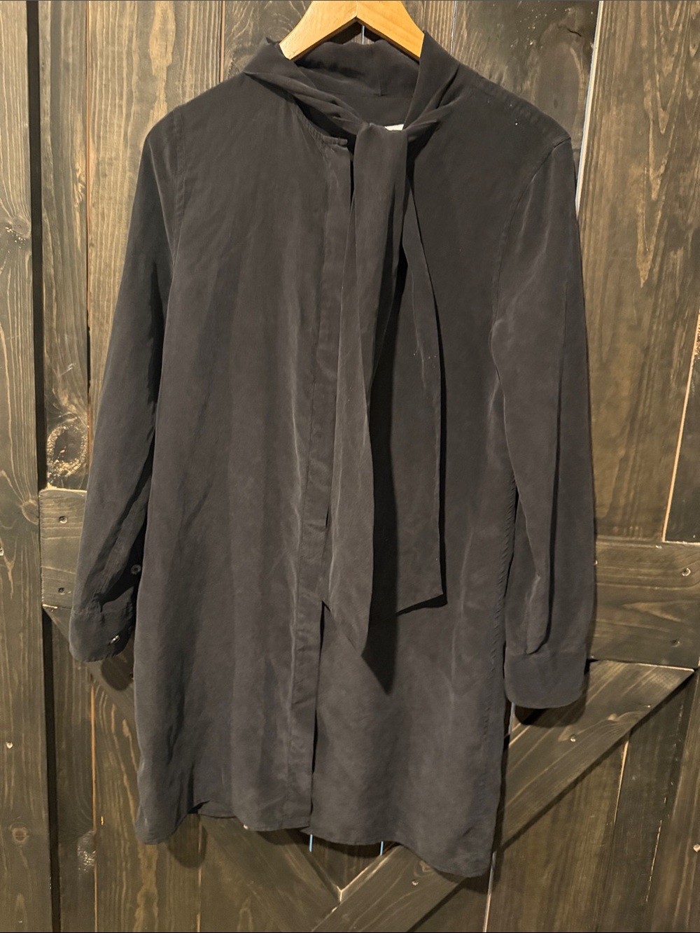 Equipment Black Tie-Neck Trench Coat